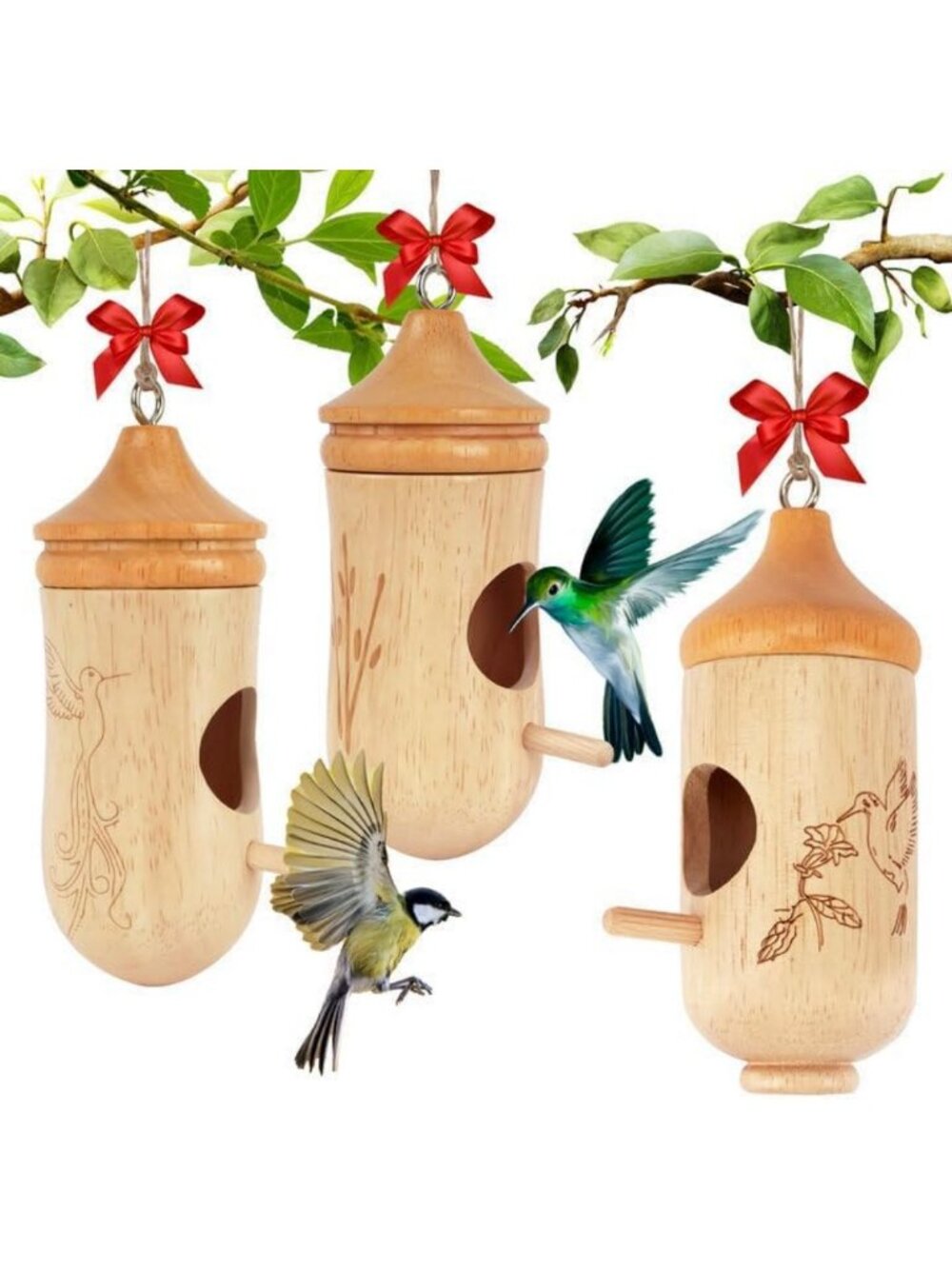 Charming Wooden Hummingbird House for Outdoors - Cute Garden Decor Gift